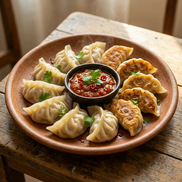 Steamed and Kurkure Vegetarian Momos