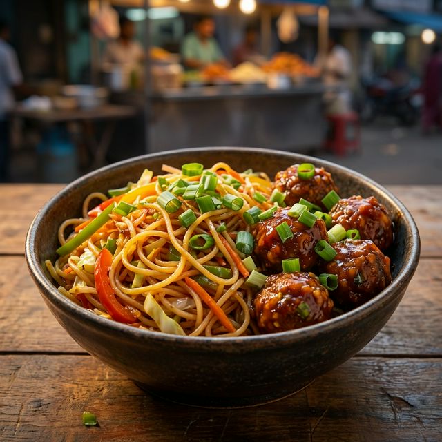 Veg Hakka Noodles and Manchurian